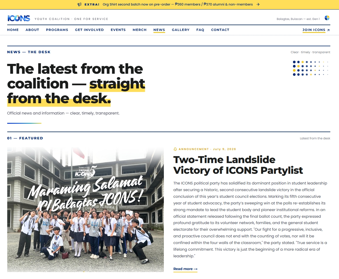 ICONS Youth news page