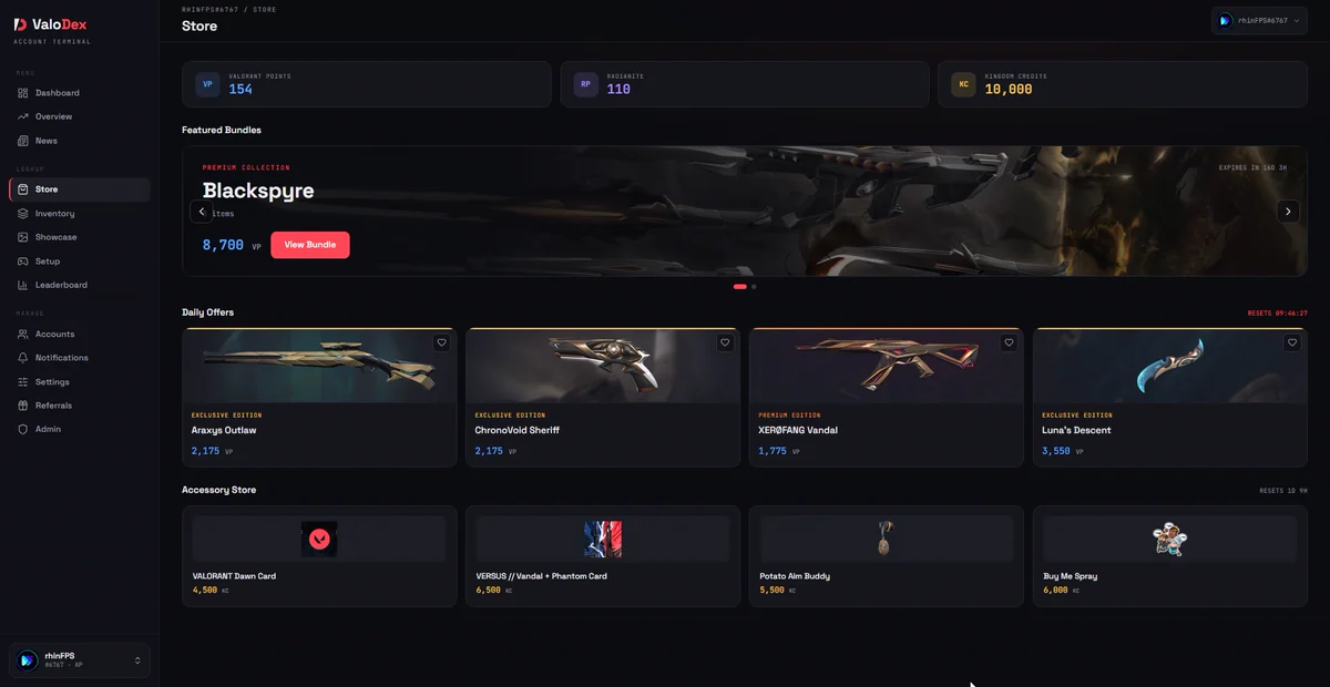 ValoDex store checker